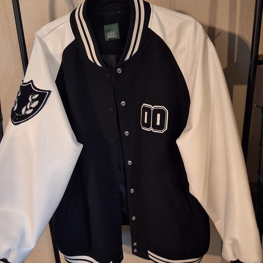 Wild Fable Black and White Varsity Jacket